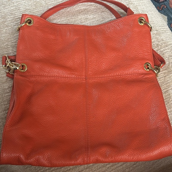 Italian Leather Orange Handbag - Picture 2 of 4